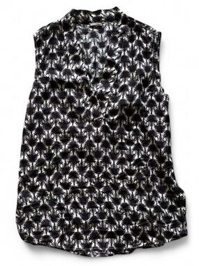 Maliparmi Silk Abstract Circle Sun Sleeveless V-Neck Blouse Discontinued Print